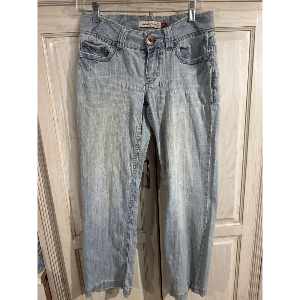 Aeropostale Jeans 5/6 90's Distressed Light Wash Y2K Low Rise Womens Denim